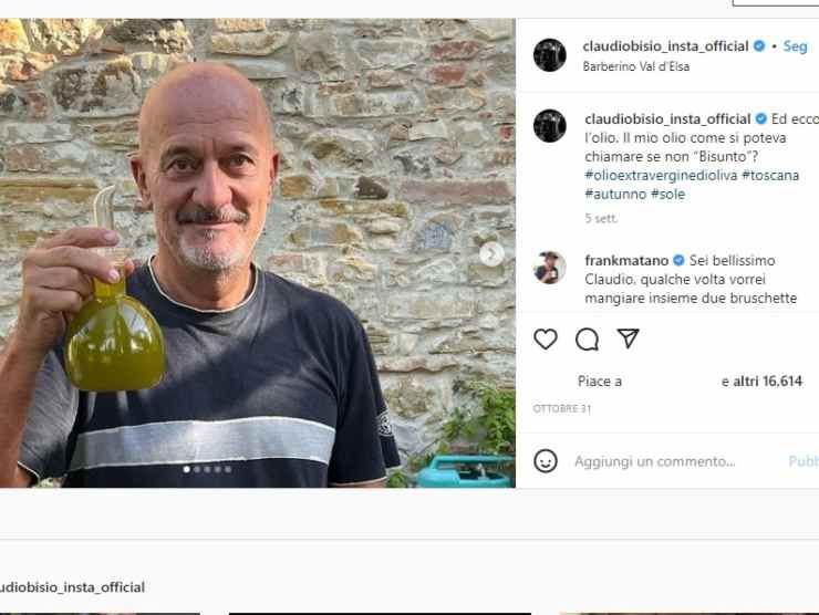 Claudio Bisio con il suo olio (Instagram) 12.12.2022 pontilenews