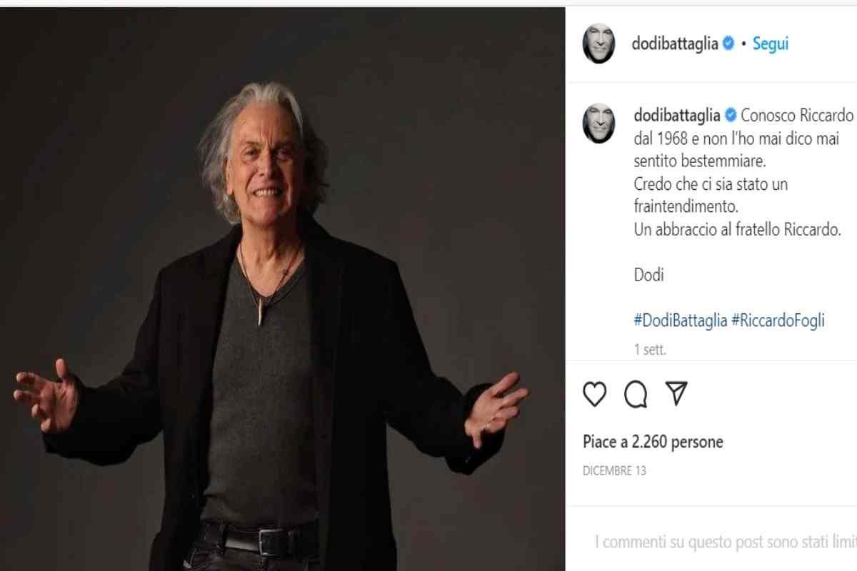 Dodi Battaglia in difesa di Riccardo Fogli (Instagram) 25.12.2022 pontilenews