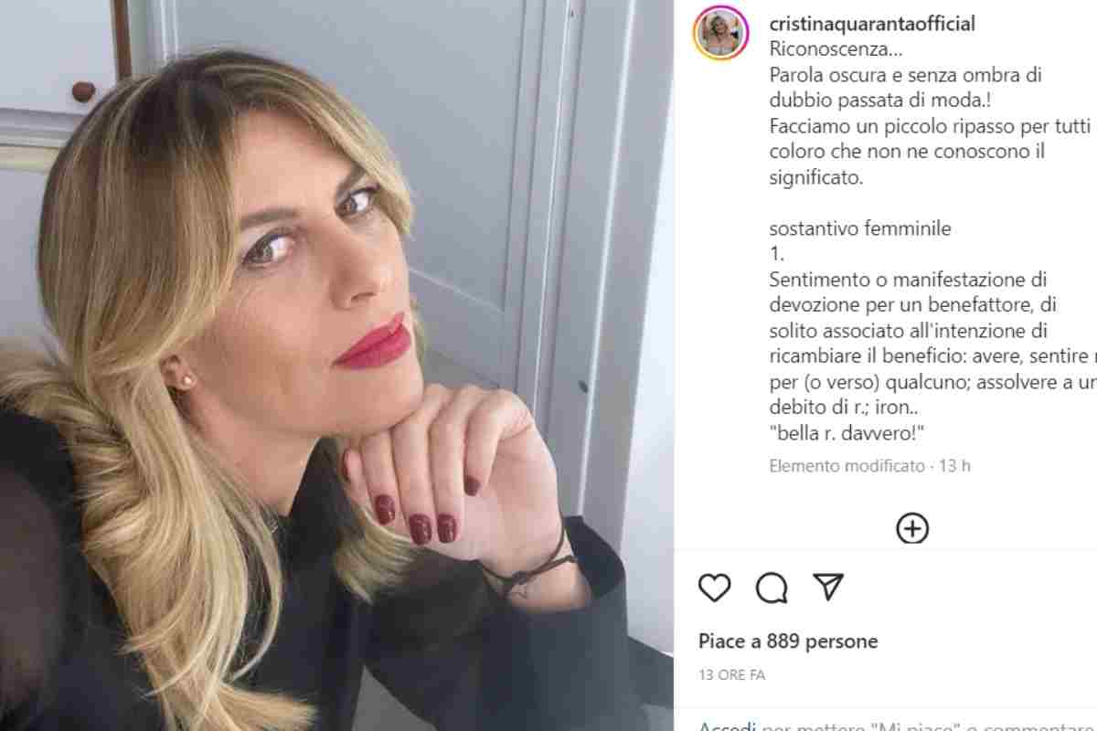 Il post di Cristina Quaranta (Instagram) 30.12.2022 pontilenews