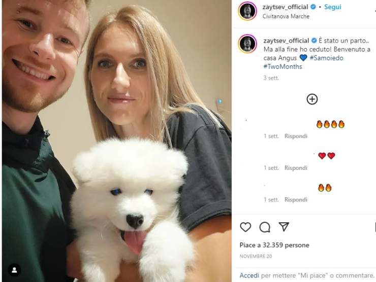 Ivan Zaytsev la moglie e il nuovo arrivato (Instagram) 16.12.2022 pontilenews