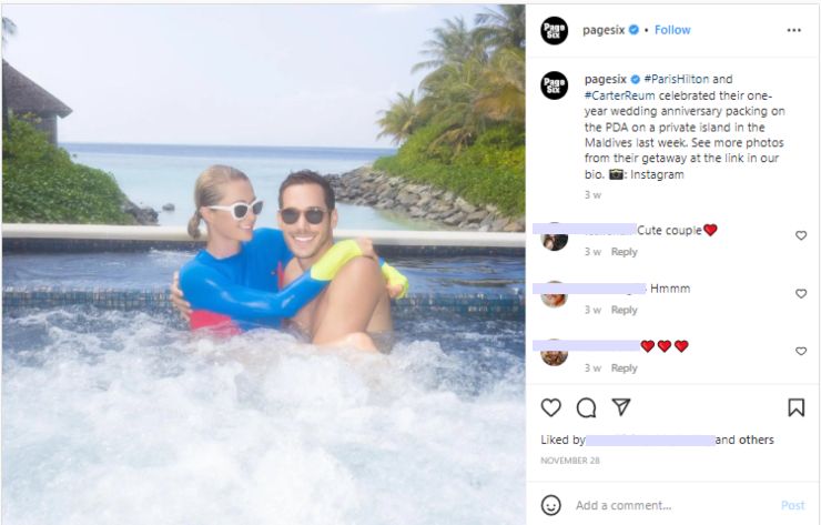 Paris Hilton e Carter Reum (Instagram) 26.12.2022 pontilenews.it