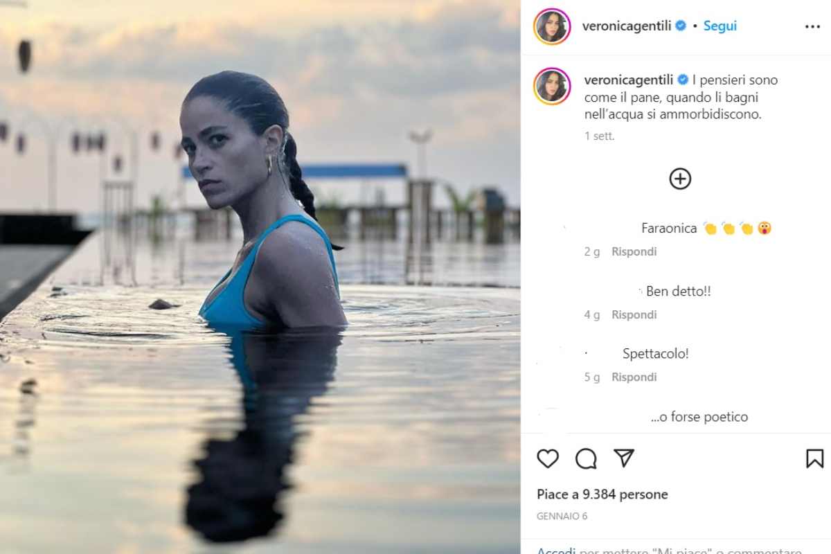 Veronica Gentili in piscina (Instagram) 16.1.2023 pontilenews