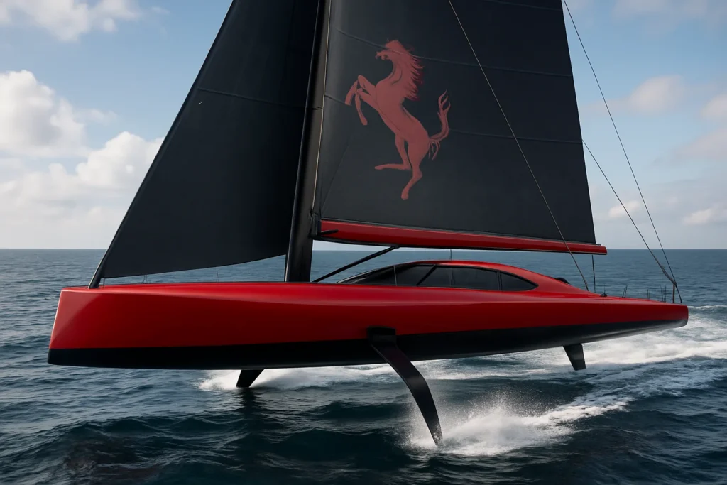 Ferrari Hypersail: il monoscafo foiling di 100 piedi con base a Livorno